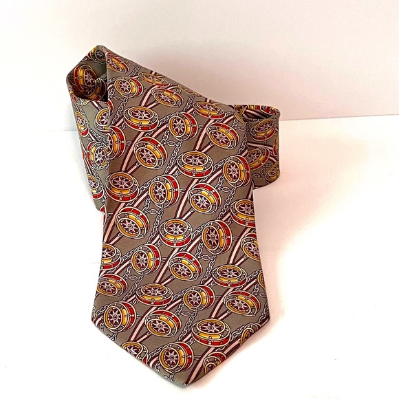 Vintage Gucci men’s necktie 100%silk made in Italy Nautical compass print - Picture 1 of 6
